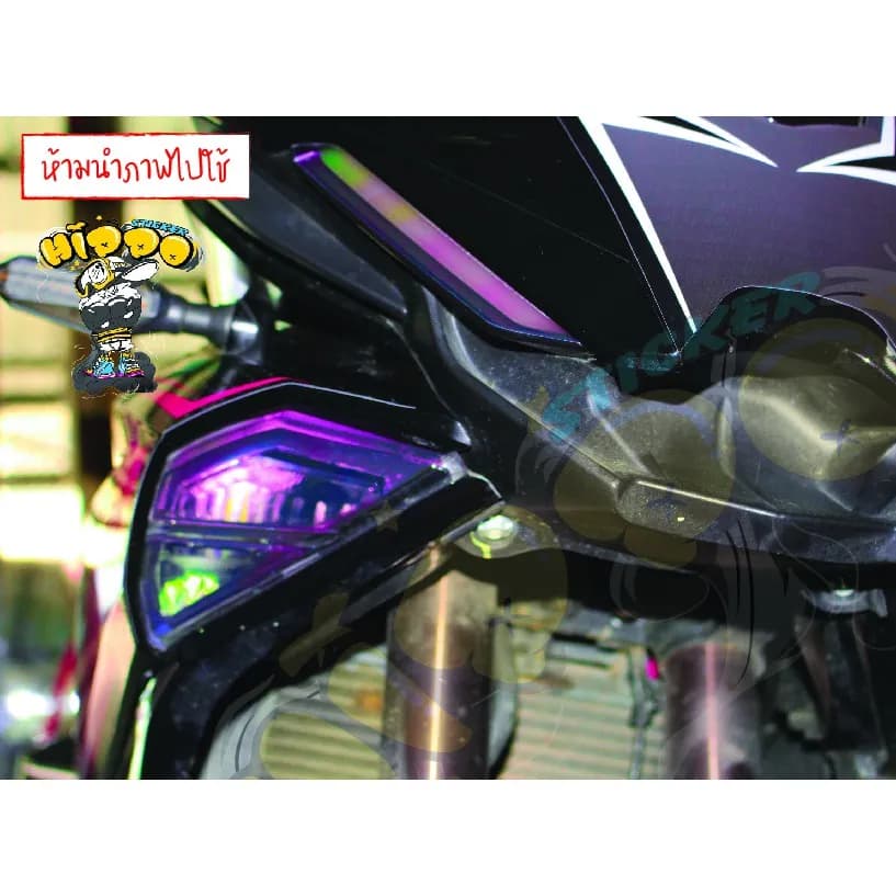 สติ๊กเกอร์ไฟหน้า DEMON GR200R สีม่วงปรอทรุ้ง