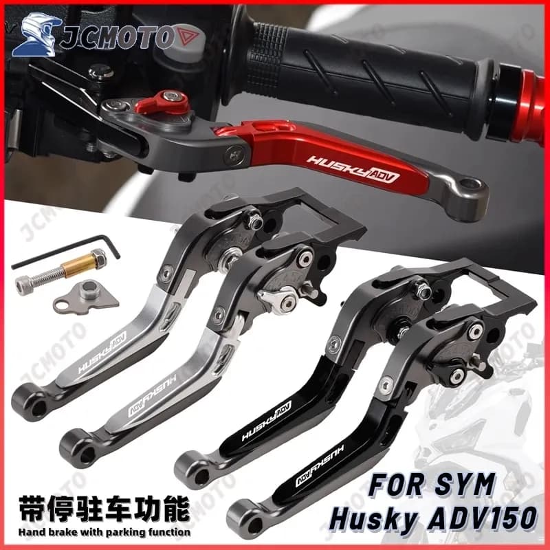 สําหรับ SYM HUSKY ADV 150 huskyadv 150 อุปกรณ์เสริม CNC มือจับที่จอดรถคลัทช์เบรคคันโยกล็อคที่จอดรถที่จอดรถเบรค