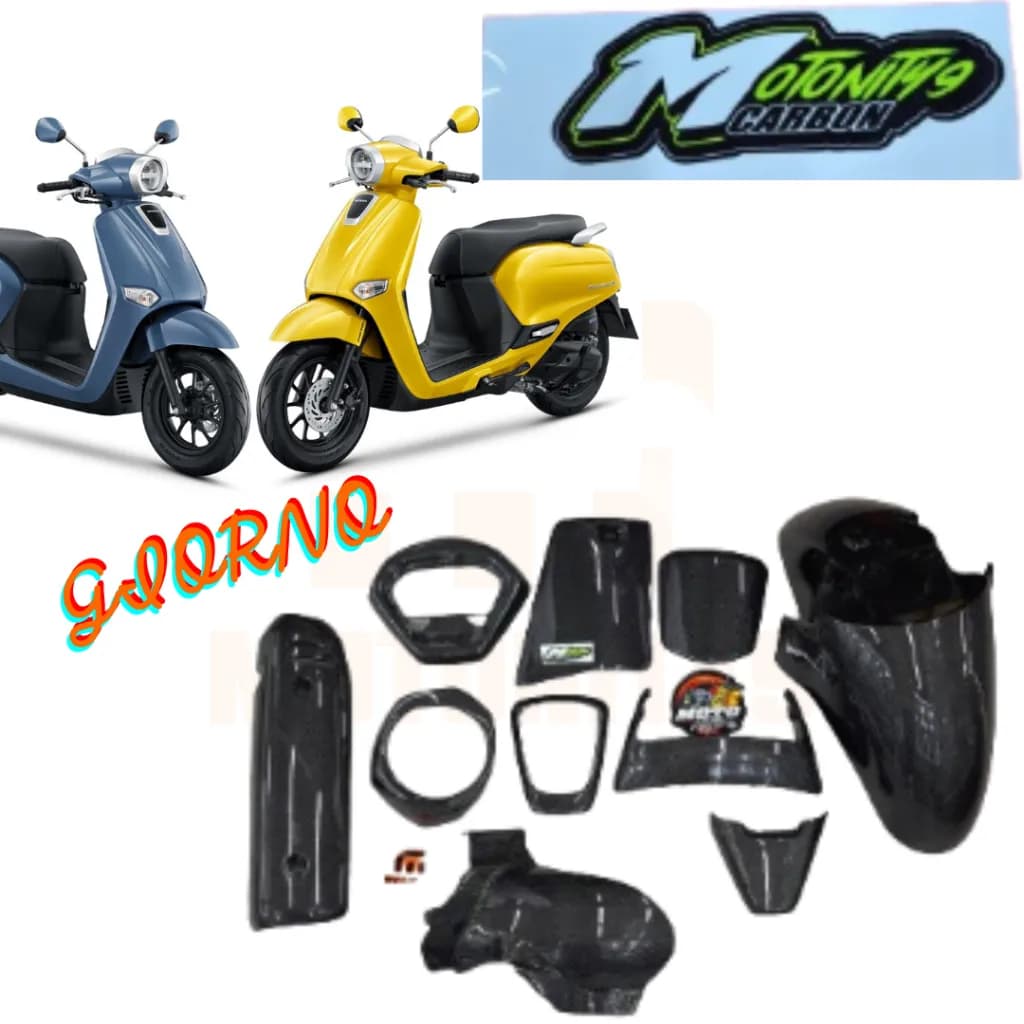 ชุดแต่งคาร์บอนเคฟล่า Honda Giorno ลาย 4 (ครอบไฟหน้า, ครอบโลโก้, ครอบไมล์, ครอบไฟท้าย)