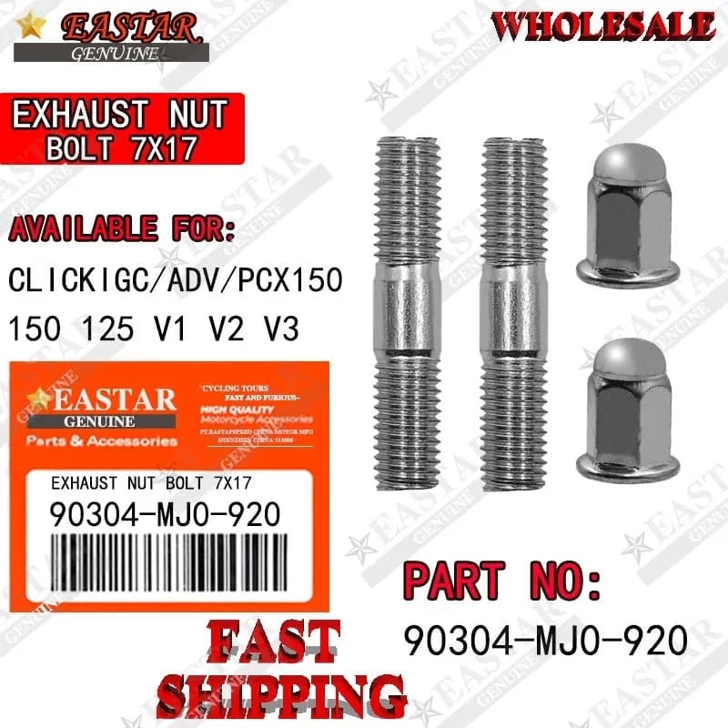 มอเตอร์ไซค์สำหรับ click i gc/adv /pcx 150 160 v1 v2 v3 สลักน็อตท่อไอเสีย 7x17mm 90304-mj0-920