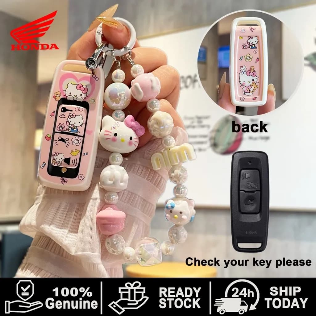 Hello Kitty Sanrio เคสกุญแจ Honda giorno+ pcx160 adv160 Scoopy i forza 350 Sh125 Click160 Adv350 Sh TPU ฝาครอบกุญแจรีโมทปลอก