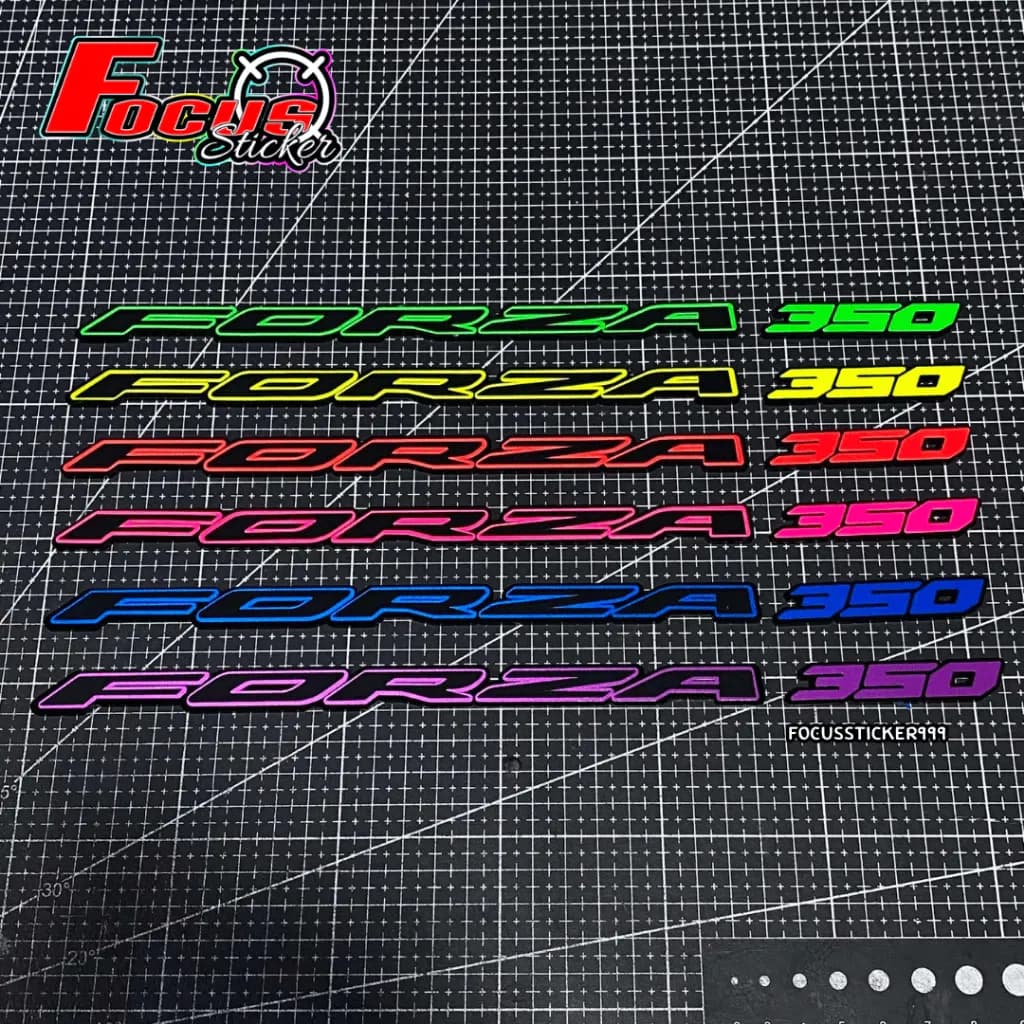 สติกเกอร์โลโก้ FORZA 350 / 300 / 750 (V.3) ตัวนูน สีเรืองแสงสะท้อนแสง [1ชุดได้4ชิ้น] สั่งทำสีพิเศษได้ *ตัวเลขไม่ติดกัน*