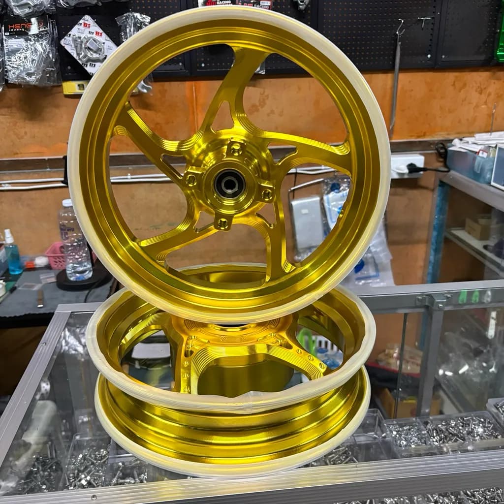 ล้อแม็กแต่ง CNC Honda Giorno ขอบ 12 นิ้ว ลาย V.2 (5 ก้าน)
