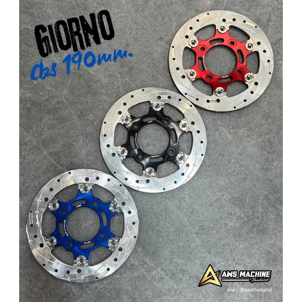 จานดิสเบรก Aws สำหรับ Honda Giorno CBS ขนาด 190mm ลายดอกไม้