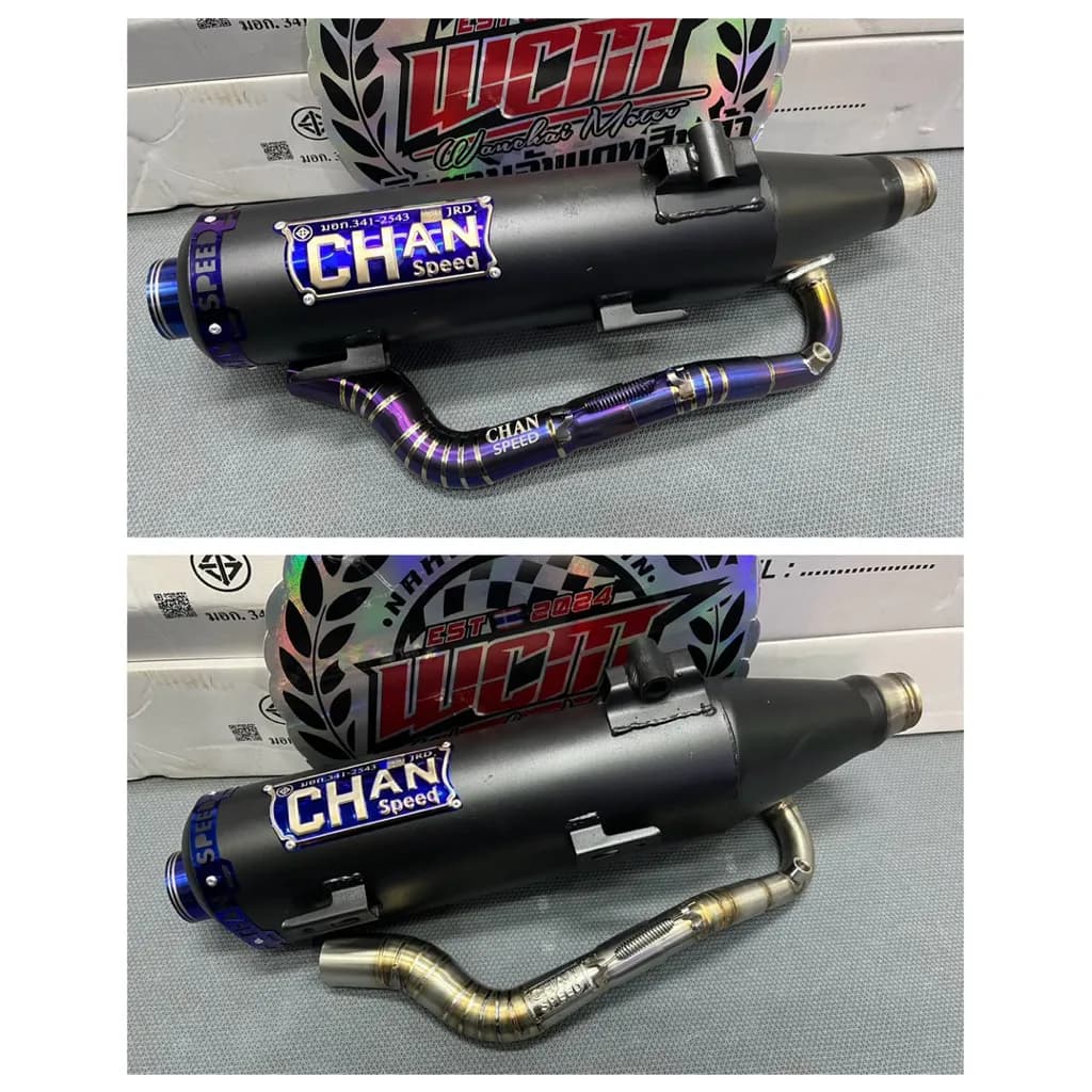 ท่อไอเสีย Chan Speed ผ่าหมก สำหรับ Honda Giorno+125 (มี มอก. | คอเลส/ไทเทเนียมแท้)