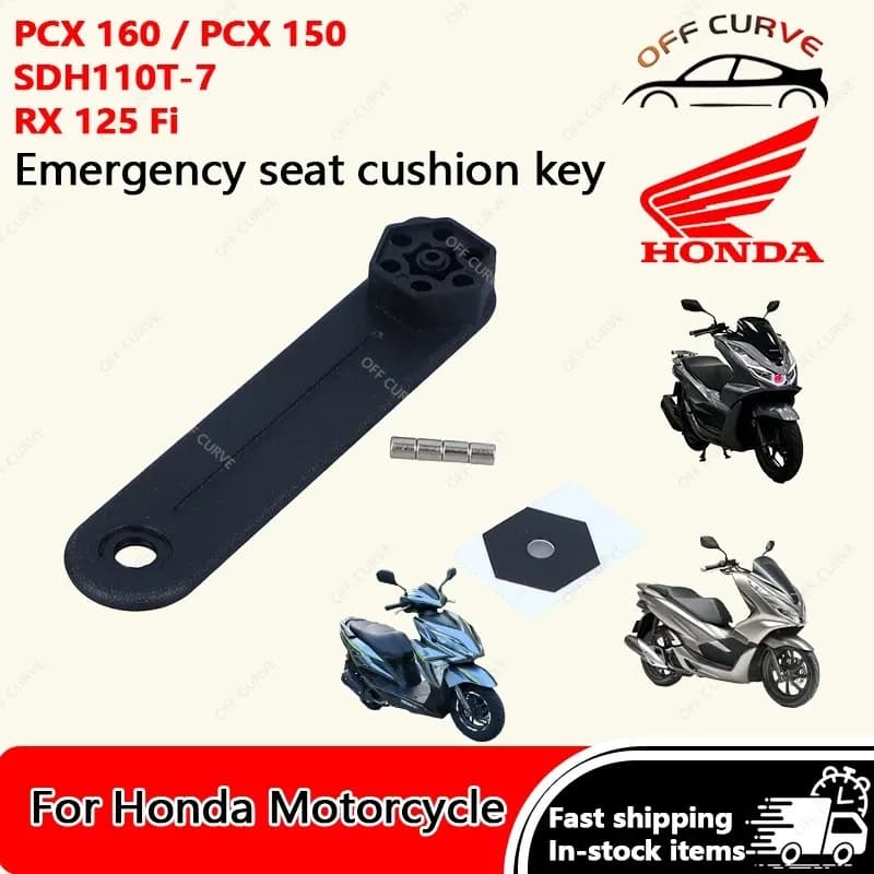 Honda กุญแจเปิดเบาะรถมอเตอร์ไซค์ กุญแจฉุกเฉิน สีดํา ช่องจัดเก็บเบาะรองนั่ง กุญแจเบาะรถ กุญแจสำหรับเปิดเบาะ PCX 150 PCX 160 Vario 125/150 ADV Scoopy Vision