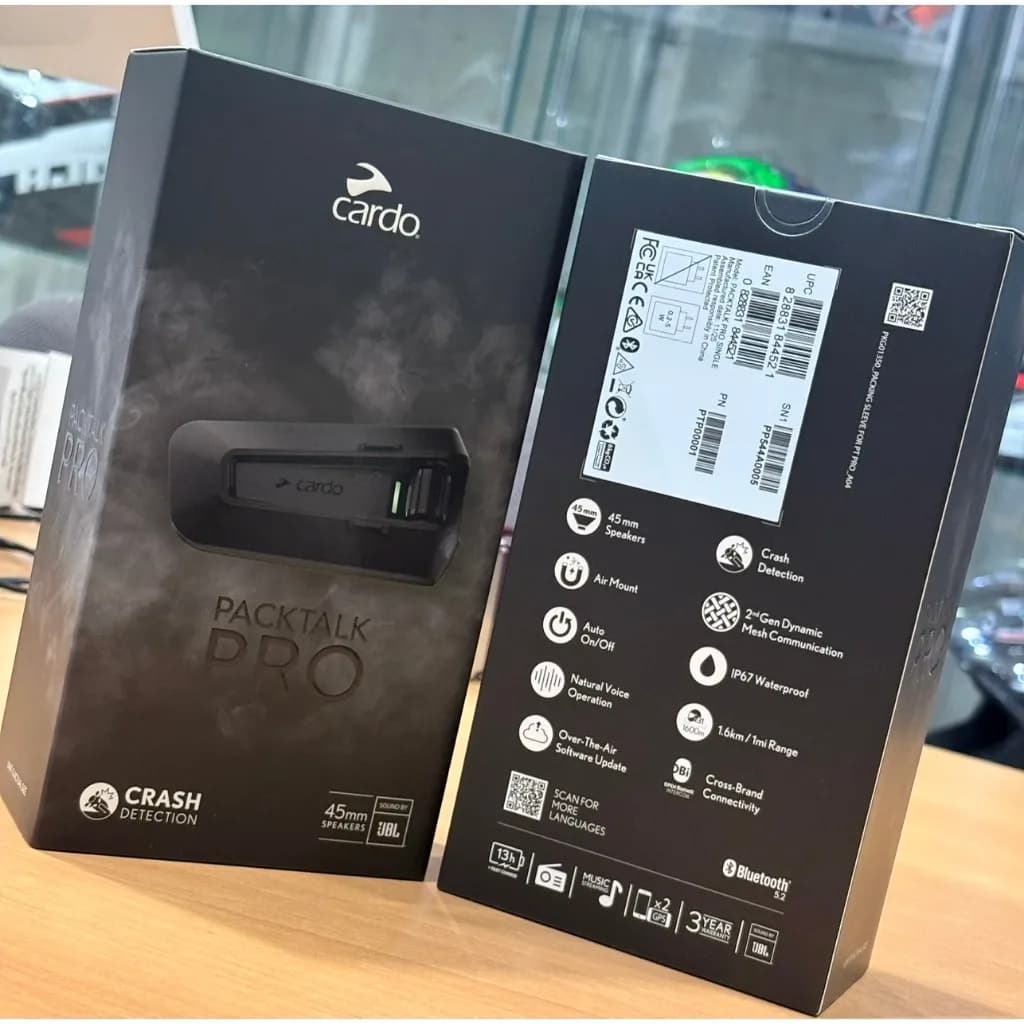 Cardo PackTalk Pro (2026) อุปกรณ์สื่อสารหมวกกันน็อคอัจฉริยะ พร้อมระบบตรวจจับการชน