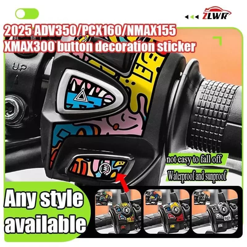 ZLWR 2025-2026 ADV350/PCX160/NMAX155/XMAX300 สติ๊กเกอร์ตกแต่งปุ่ม สติ๊กเกอร์สวิตช์ อุปกรณ์ห่อและปรับแต่ง อุปกรณ์ปรับแต่งมอเตอร์ไซค์