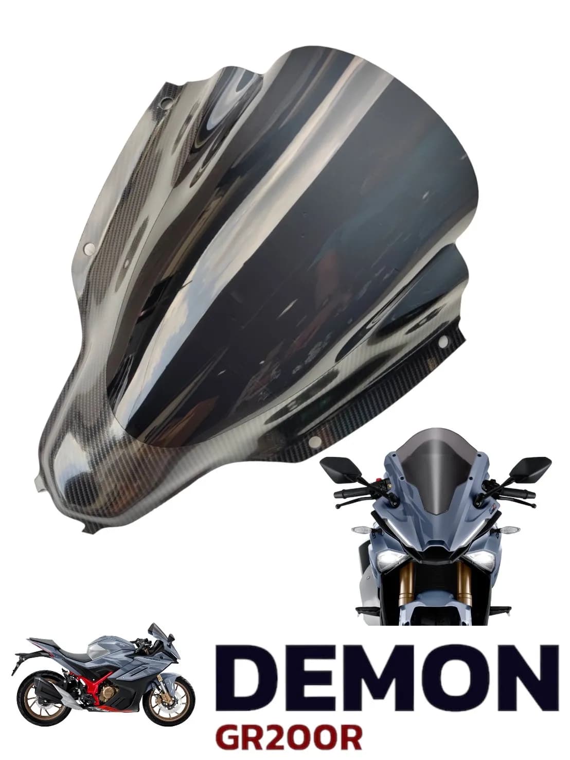ชิวบังลมหน้าพรีเมียม DEMON GR200R ลายเฟล่า (Fela Design)