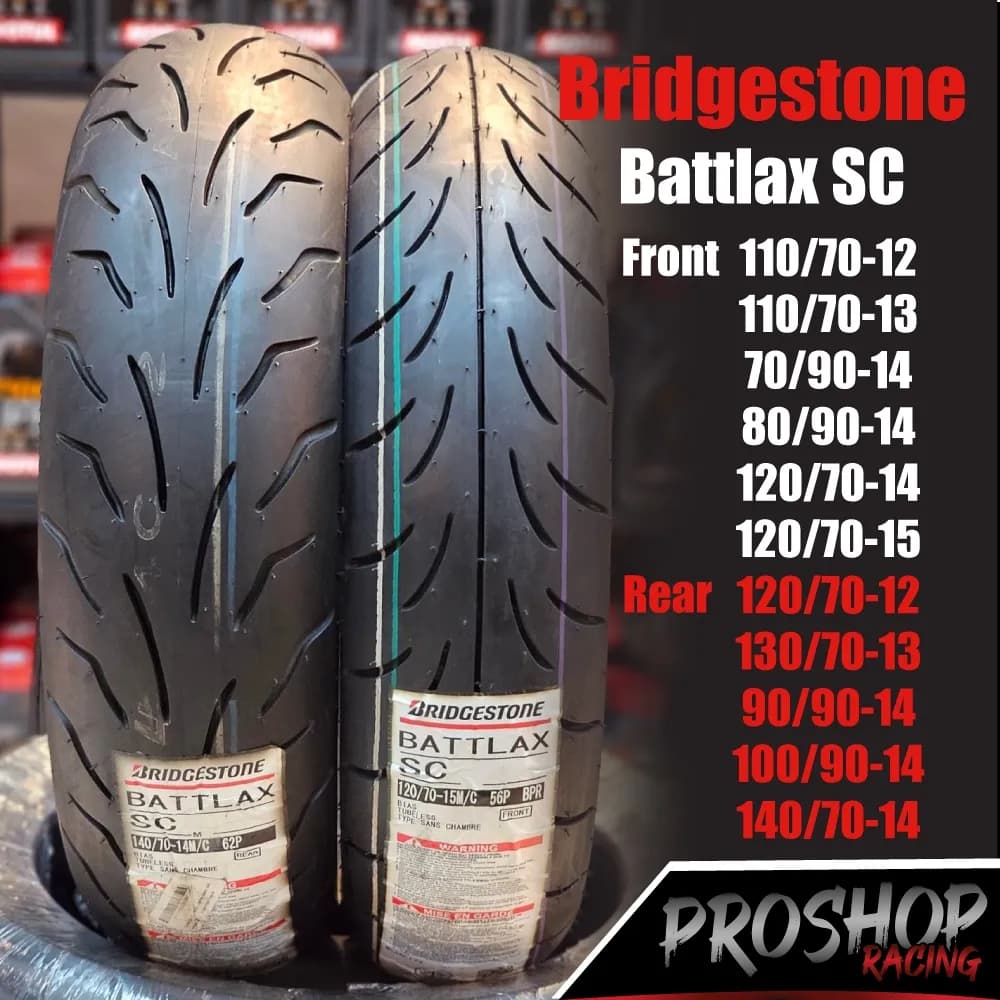 ยาง Bridgestone Battlax SC สำหรับ Honda Giorno, PCX150, Click, Nmax, Xmax, Forza - ขอบ 12, 13, 14, 15