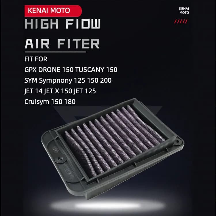【KENAI】Fit สําหรับ GPX DRONE150 TUSCANY150 SYM Cruisym 150/180 Symphony 125/150 RV125/150/180 JET14 JETX150 JET125 High flow กรองอากาศล้างทําความสะอาดได้