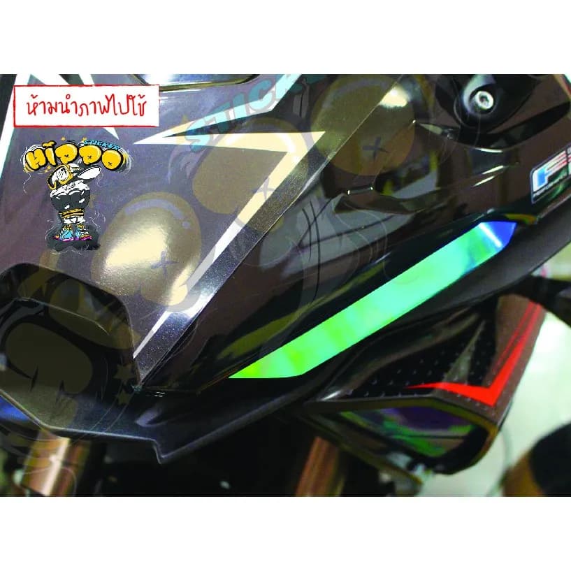 สติ๊กเกอร์ไฟหน้า GPX Demon GR200R สีน้ำเงินปรอทรุ้ง